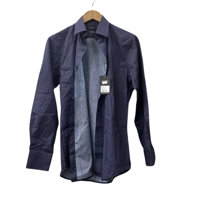  Mens Boston Size S Long Sleeve Button Up Shirt Blue 