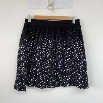 French Connection Black Star Print Mini Skirt  Size 10
