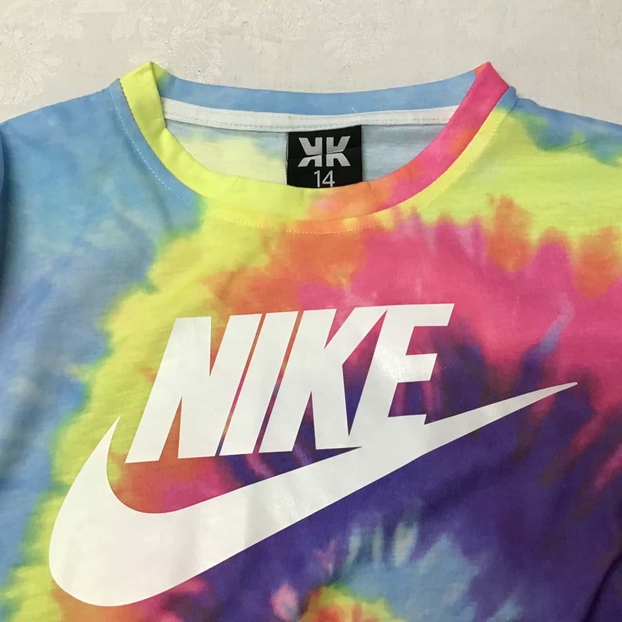 rainbow tie dye nike shirt