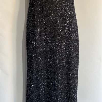  Women's MR K Long Beaded Dress  Size 12 Black  