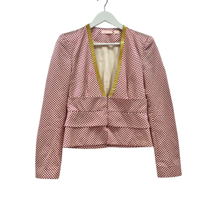 Sass & Bide Silk Blend Red & Creme Diamond Pattern Jacket Size
