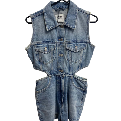 Zara Womens  Size S Sleeveless Jumpsuit Blue 