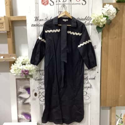 Liberty Rose Brand! NWOT 55% LINEN SHORT SLEEVE SHIRT COLLAR MIDI DRESS! Womens  Size M Midi Dress / Short Sleeve Dress  Black  