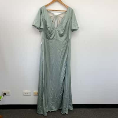 Azazie Agave Lani Stretch Satin Dress Size 18 