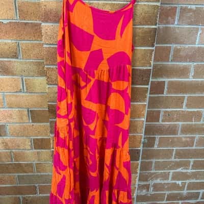 Miracle Womens  Size 16 Maxi Dress Orange / Pattern / Pink  
