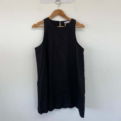 Minx & Moss Black Linen Blend Swing Dress  Size 14 