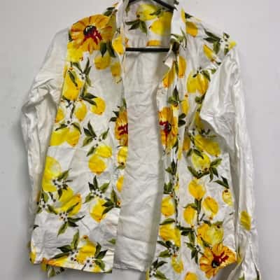 Size L Long Sleeve Lemon Flowers Shirt
