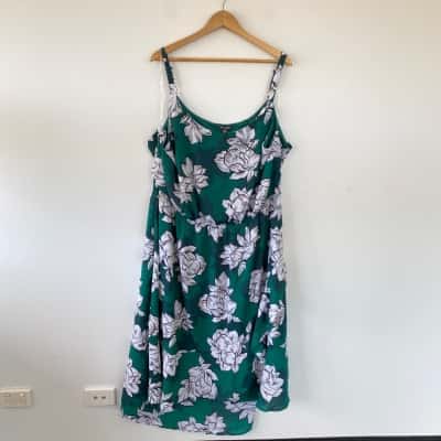 Autograph Green Floral Strappy Midi Dress Size 26 