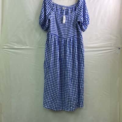 Suzannegrae Womens Size 20 Maxi Dress Blue / Checked / White BNWT