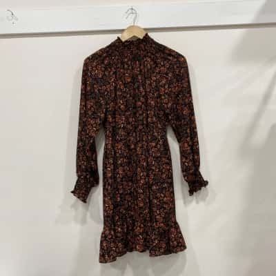 Seed Womens  Size 6 Long Sleeve Dress Black  / Floral 