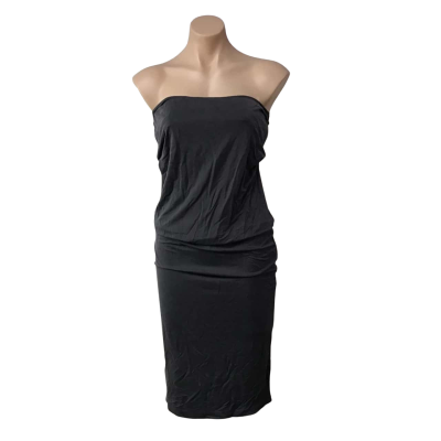St. Agni Womens Size L Graphite Grey Strapless Jersey Midi Dress (new)