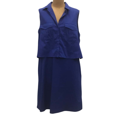 Marella Sport Sleeveless Shirt Dress Size 16 Cerulean Cotton Blend