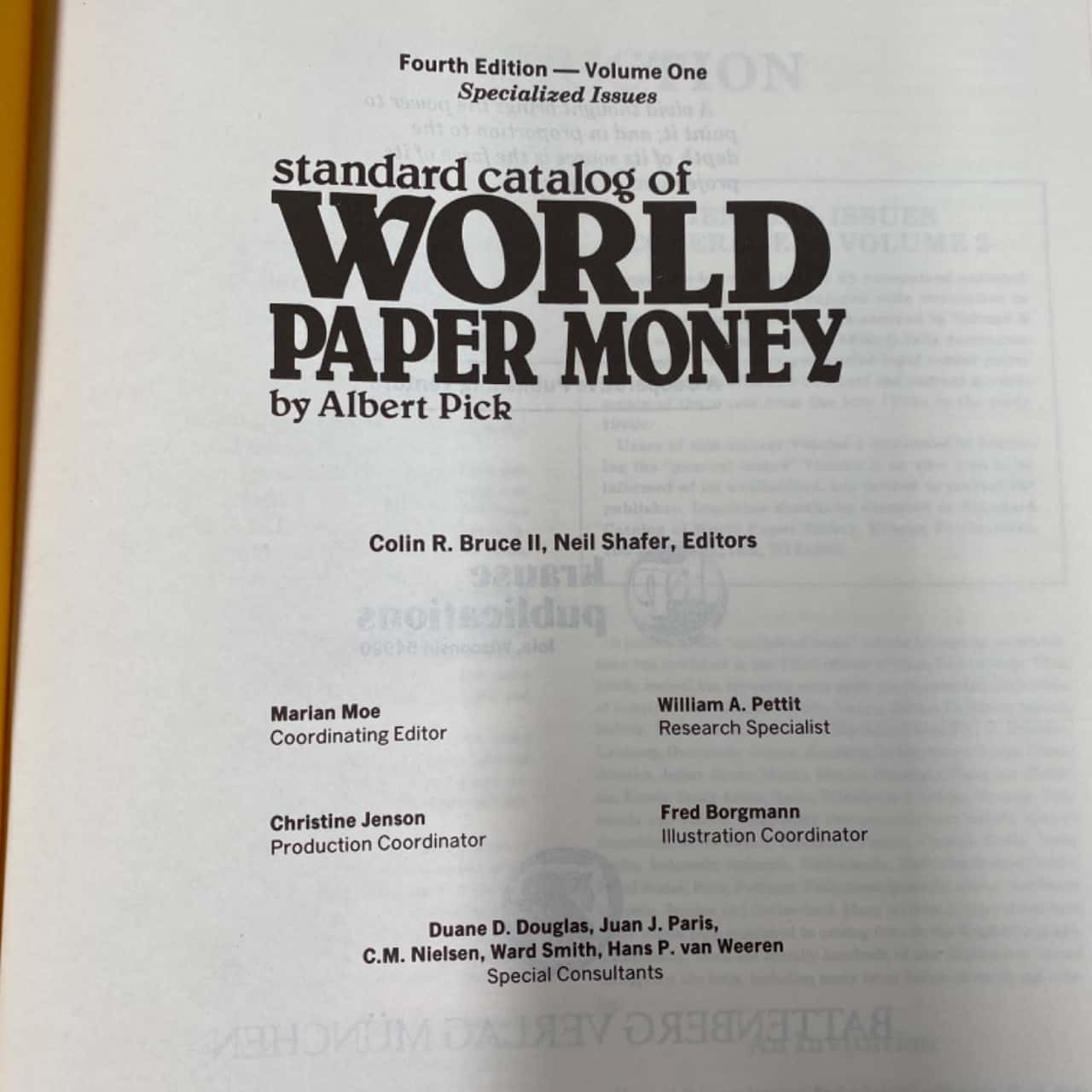 *BOOK SALE* Standard Catalog of World Paper Money by Albert Pick, 4th