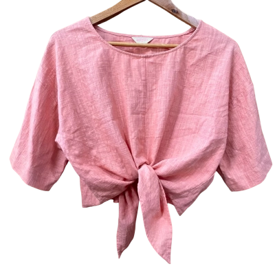 Gorman Coral Tie-Front Linen Blend Top Size 10