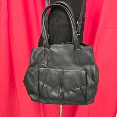  Womens Black Lily Rose Genuine Leather Handbag / Crossbody Bag   