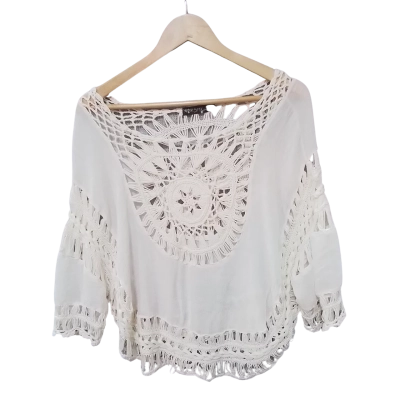 Ishka Womens Size One Size Cut Out Shirt White 