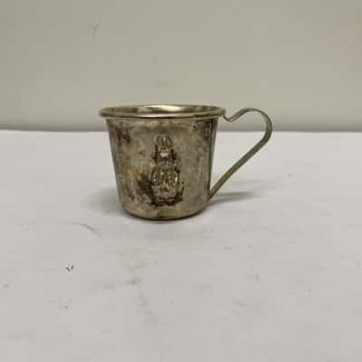 EMBOSSED RABBIT FIGURE CHILD/BABY CUP.