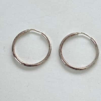 925 Italy Sterling Silver Hoop Earrings 