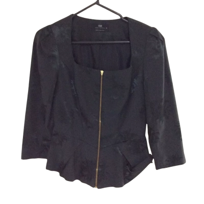 Cue Womens  Size 6 3/4 Sleeve Top Black  