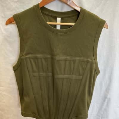 Dion Lee Unisex Rib Corset Tank Moss Green Size XL