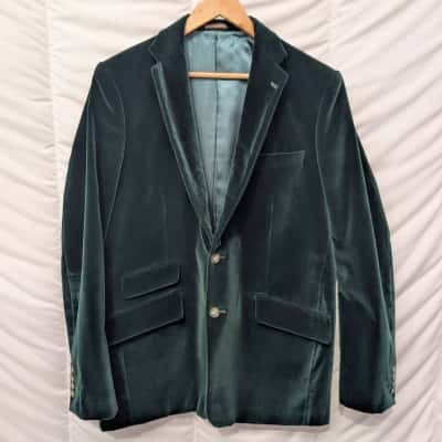 Marzoni Mens Bespoke Italian Green Velvet Blazer