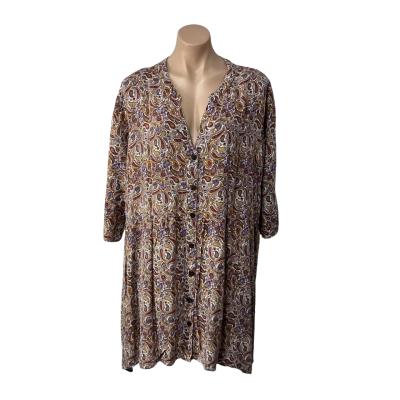 Free Love Womens Free Size White / Blue / Maroon / Mustard Paisley Print Button up Dress 