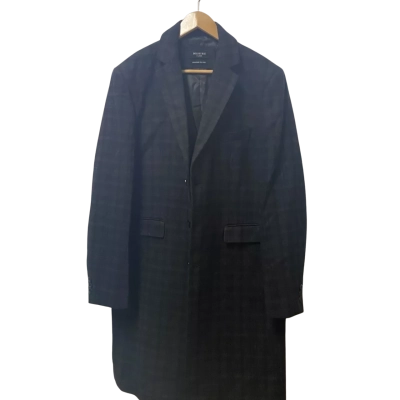 Industrie Mens Grosvenor Tall Winter Check Coat Size XL Black  