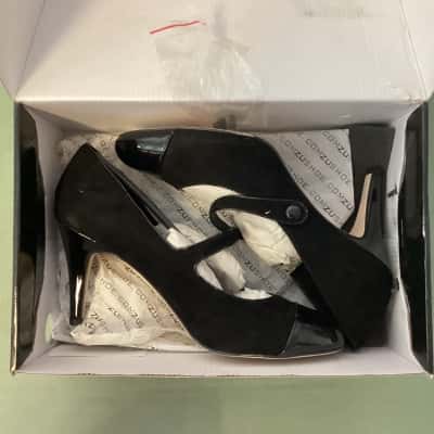 ZU Black Suede & Patent Heels – Size 8 - Mary-Jane Style