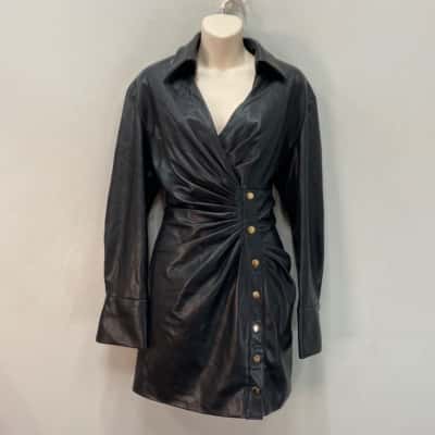 Sheike Womens  Size 10 Mini Leather-Look Dress Black  