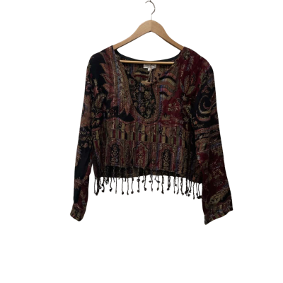 Tree of Life Womens  Size M / S Cropped Top / Long Sleeve Top Multicoloured / Pattern 
