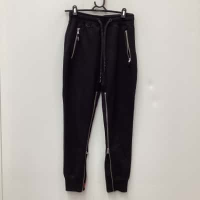  Womens  Size S Black  jersey pants with zip deatils 