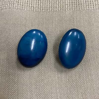  Womens Vintage Blue Oval Clip On Earrings 