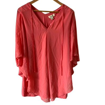 beme Womens Size XL Elbow Sleeve Batwing Top Coral Delight Orange
