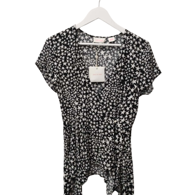 Sass & Bide Womens  Size 8 Short Sleeve Top Black  / White 