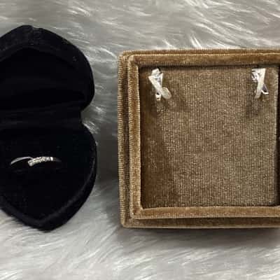  Womens Sterling Silver Earrings  & Silver Tone Ring 