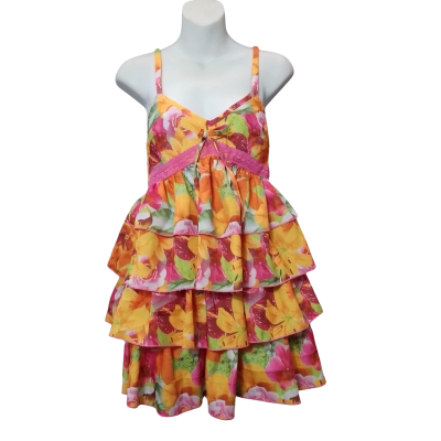 Pretty Little Thing Women's Size 4 Orange and Pink Floral Mini Dress 