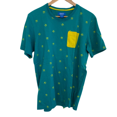 Adidas Mens  Size L Short Sleeve Shirt Turquoise 