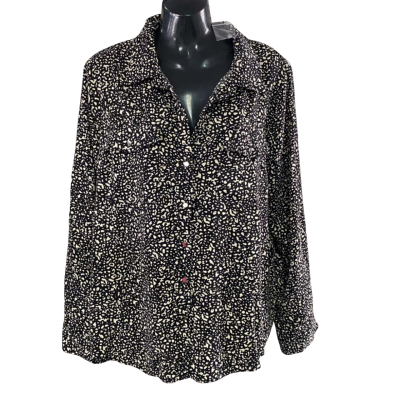 Womens Portmans Black/White Animal Print Shirt Size 14