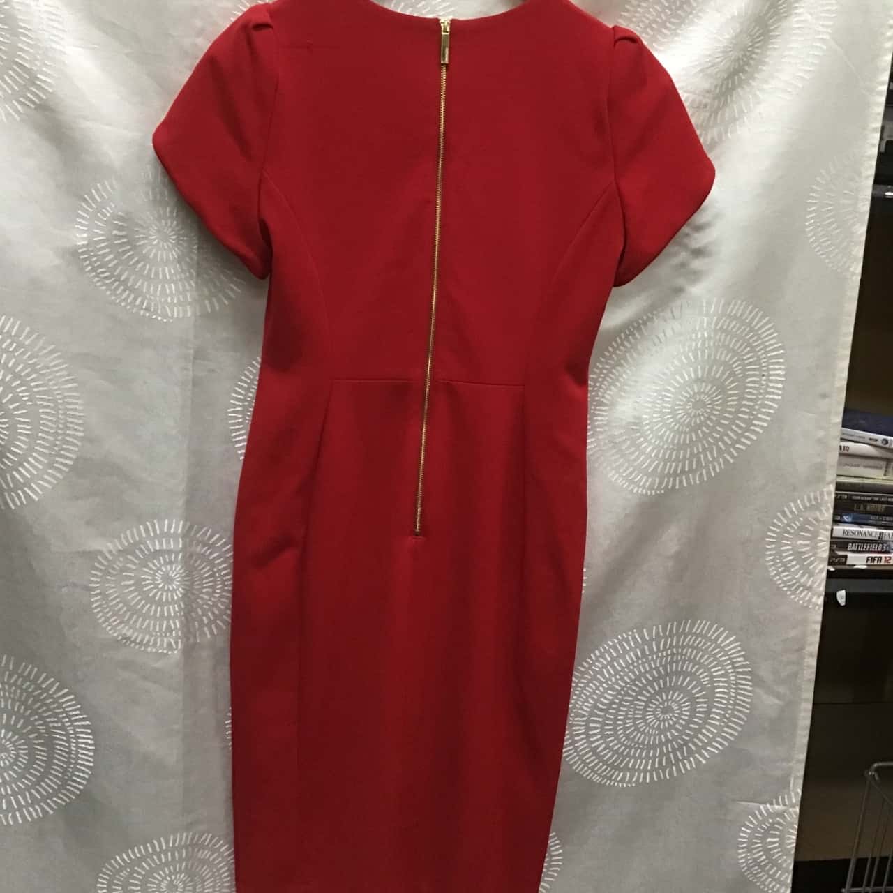 open lace back dress Buy Calvin Klein A-Line Dress w/CK Logo Zipper Front Red 8 at Amazon.in
