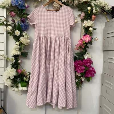 Mister Zimi Womens  Size 10 Casual Midi Dress Checked / Pink  / White 