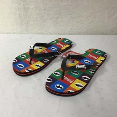  Mitchdowd Mens Size 12 Multicoloured Pringles Pattern Thongs (new)