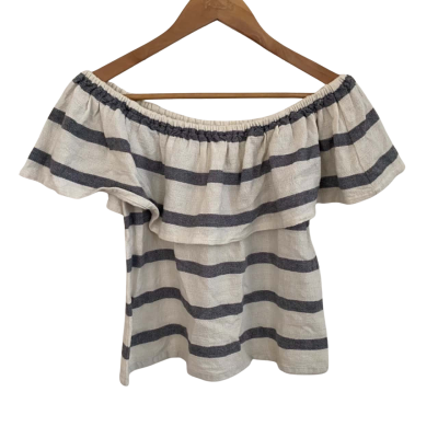 Seed Heritage Womens  Size S Off-the-shoulder Top Grey / Striped / White 