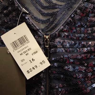 Liz Jordan Womens Sleeveless Dress  Navy Blue 