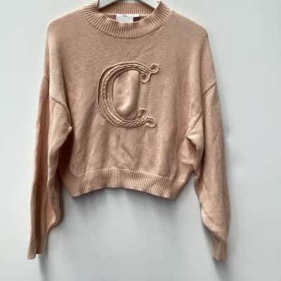 C/MEO Collective Womens  Size L Cropped Jumper Beige 