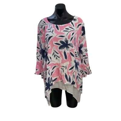 Caroline Morgan Womens  Size 16 Blouse Blue / Floral / Pink  / White 