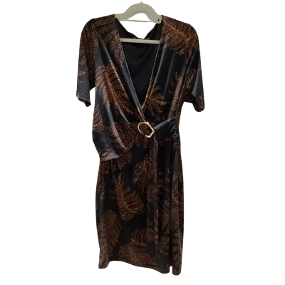 Liz Jordan Womens  Size 12 Wrap Dress Black  / Brown Suit Corporate / Formal RRP $189.99
