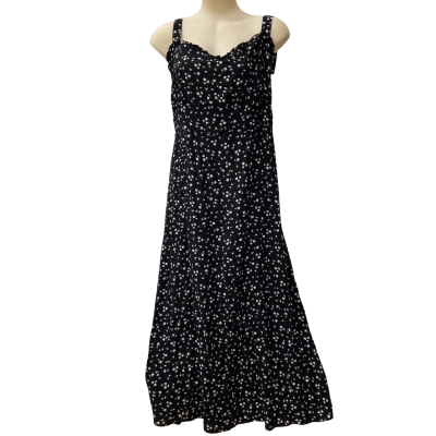 City Chic Penny Print Maxi Dress Black Size L
