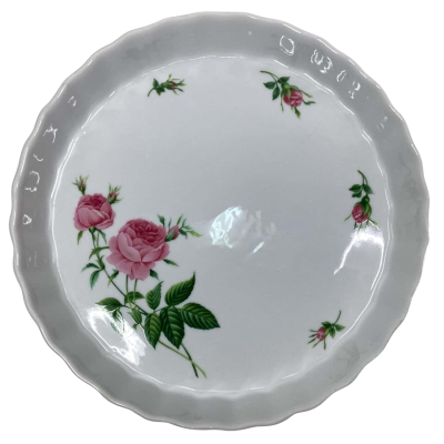 Christineholm white porcelain Rose quiche baking dish