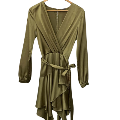 Sheike Womens Size 8 Long Sleeve Khaki Dress inc belt(s)