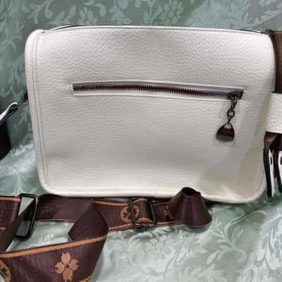  Womens Cross Body Bag Brown / White 